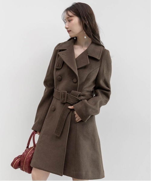 RANDA(ランダ)の「2WAY ミドル丈フレアコート(その他アウター・レディース・ブラウン/ホワイト・1/0)」の4枚目の写真