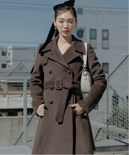 RANDA(ランダ)の「2WAY ミドル丈フレアコート(その他アウター・レディース・ブラウン/ホワイト・1/0)」の3枚目の写真