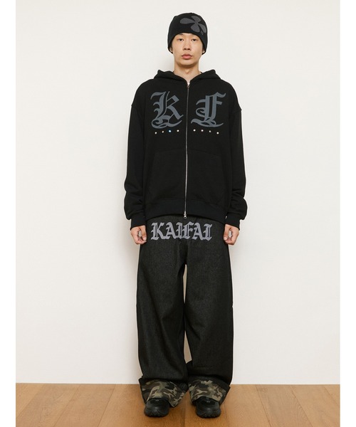 NASTY KICK（ナスティーキック）の「A'GEM/9 × .kom 『kaifai/カイファイ』 Glint Stud Hooded Zip-Up/グリントスタッズフーディージップアップパーカー（パーカー・レディース・ブラック・M）」の3枚目の写真