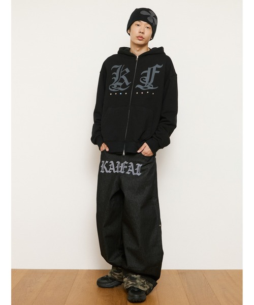 NASTY KICK（ナスティーキック）の「A'GEM/9 × .kom 『kaifai/カイファイ』 Glint Stud Hooded Zip-Up/グリントスタッズフーディージップアップパーカー（パーカー・レディース・ブラック・M）」の2枚目の写真