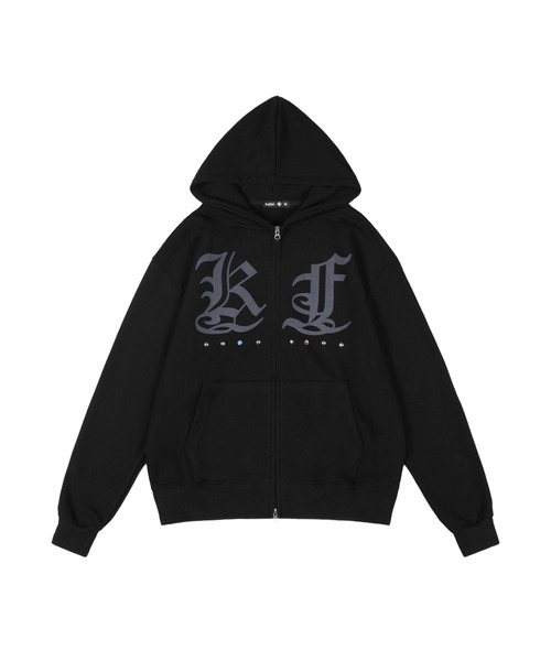 NASTY KICK（ナスティーキック）の「A'GEM/9 × .kom 『kaifai/カイファイ』 Glint Stud Hooded Zip-Up/グリントスタッズフーディージップアップパーカー（パーカー・レディース・ブラック・M）」の5枚目の写真