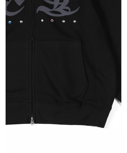 NASTY KICK（ナスティーキック）の「A'GEM/9 × .kom 『kaifai/カイファイ』 Glint Stud Hooded Zip-Up/グリントスタッズフーディージップアップパーカー（パーカー・レディース・ブラック・M）」の10枚目の写真