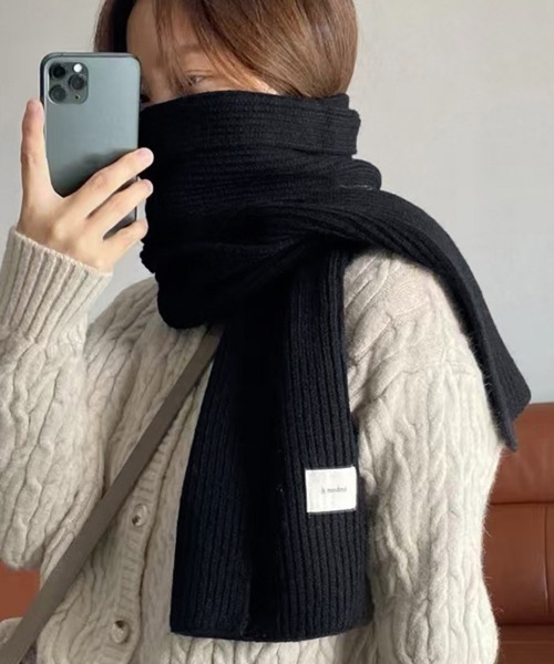 Miniministore(ミニミニストア)の「【25秋冬新作】暖かいリブニットマフラー カシミアタッチ(マフラー・レディース・ロイヤルブルー/グレー/ダークグリーン/ブラック/アイボリー/ベージュ/モカ/ブラウン/テラコッタ/キャメル/ワインレッド・FREE)」の1枚目の写真