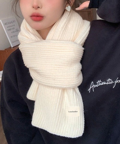 Miniministore(ミニミニストア)の「【25秋冬新作】暖かいリブニットマフラー カシミアタッチ(マフラー・レディース・ロイヤルブルー/グレー/ダークグリーン/ブラック/アイボリー/ベージュ/モカ/ブラウン/テラコッタ/キャメル/ワインレッド・FREE)」の15枚目の写真