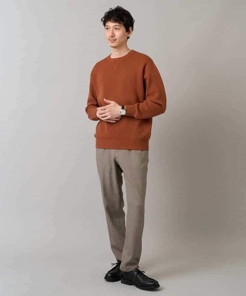 a.v.v（アーヴェヴェ）の「【洗濯機で洗える】ダブルフェイスクルーネックニット（ニット/セーター・メンズ・ボルドー/グレー/チャコールグレー/オレンジ・46/44/50/48）」の7枚目の写真