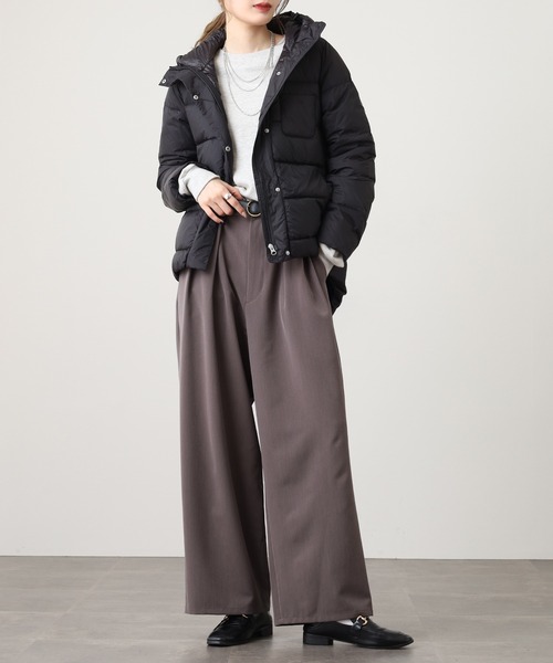 OMNES（オムネス）の「フード付きコクーンダウンジャケット（ダウンジャケット/コート・レディース・ブラック/アイボリー/キャメル/ベージュ/カーキ・M/L）」の13枚目の写真