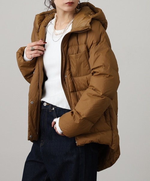 OMNES（オムネス）の「フード付きコクーンダウンジャケット（ダウンジャケット/コート・レディース・ブラック/アイボリー/キャメル/ベージュ/カーキ・M/L）」の22枚目の写真