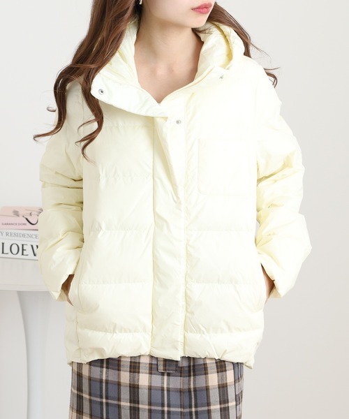 OMNES（オムネス）の「フード付きコクーンダウンジャケット（ダウンジャケット/コート・レディース・ブラック/アイボリー/キャメル/ベージュ/カーキ・M/L）」の7枚目の写真