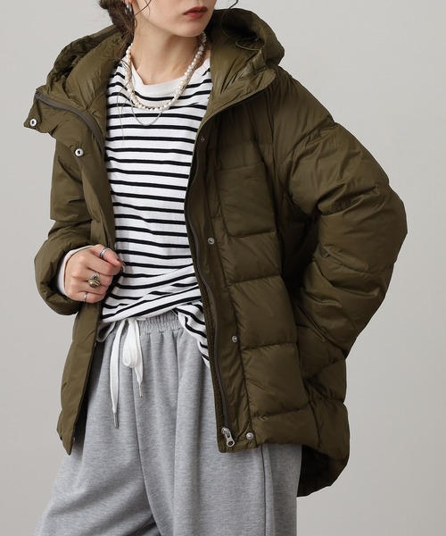 セール】フード付きコクーンダウンジャケット（ダウンジャケット