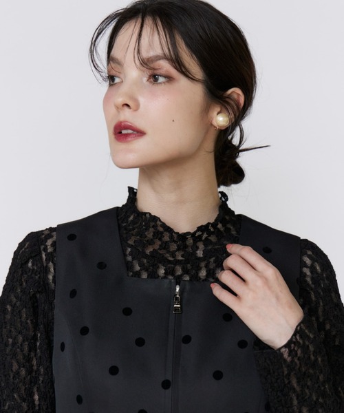 Maglie le cassetto(マーリエ ル カセット)の「《M Maglie le cassetto》WEB限定ドットフロッキーワンピース(ジャンパースカート・レディース・ブラック・7号/9号/5号)」の12枚目の写真
