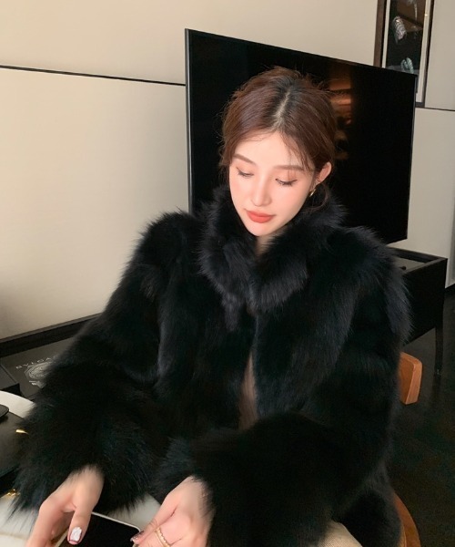 セール】スタンドネックフェイクファージャケット/コート（その他