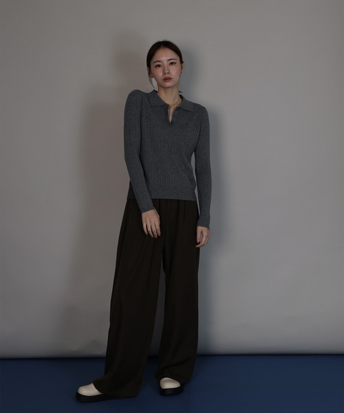 J by blue（ジェイバイブルー）の「ケーブルポロニット（ニット/セーター・レディース・アイボリー/ブラック/グレー・MEDIUM）」の19枚目の写真