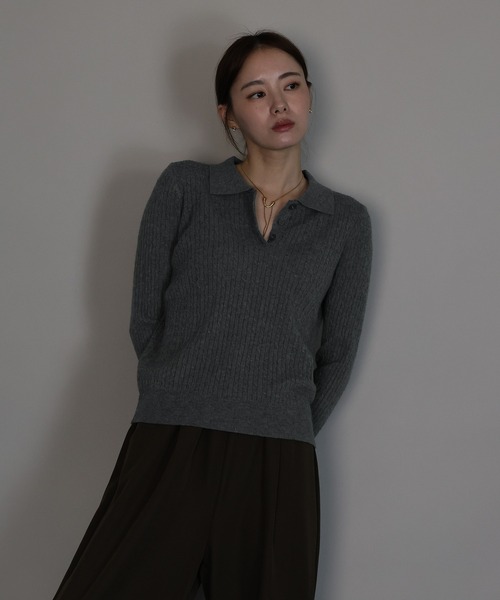 J by blue（ジェイバイブルー）の「ケーブルポロニット（ニット/セーター・レディース・アイボリー/ブラック/グレー・MEDIUM）」の20枚目の写真