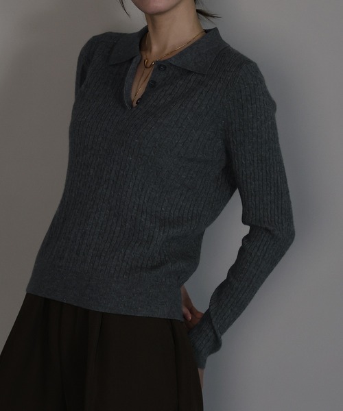J by blue（ジェイバイブルー）の「ケーブルポロニット（ニット/セーター・レディース・アイボリー/ブラック/グレー・MEDIUM）」の21枚目の写真