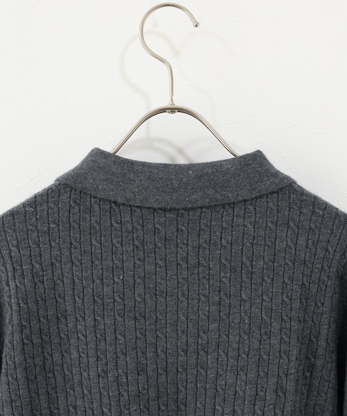 J by blue（ジェイバイブルー）の「ケーブルポロニット（ニット/セーター・レディース・アイボリー/ブラック/グレー・MEDIUM）」の8枚目の写真