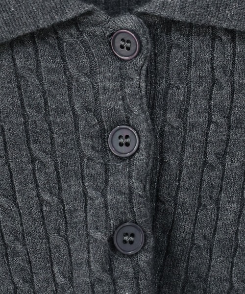 J by blue（ジェイバイブルー）の「ケーブルポロニット（ニット/セーター・レディース・アイボリー/ブラック/グレー・MEDIUM）」の7枚目の写真