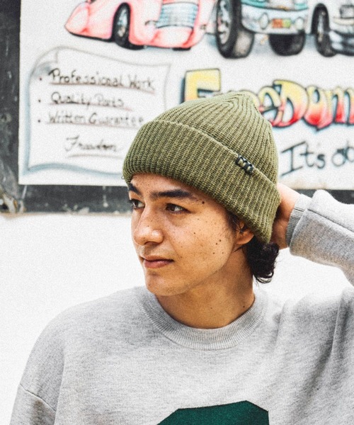 niko and...（ニコアンド）の「フェイクレザーパッチニットワッチ（ニットキャップ/ビーニー・メンズ・ブラック/オリーブ/ブルー/オレンジ/ライトグレー/ブラウン・FREE）」の5枚目の写真