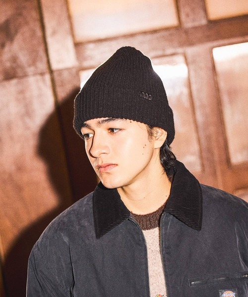 セール】フェイクレザーパッチニットワッチ（ニットキャップ/ビーニー