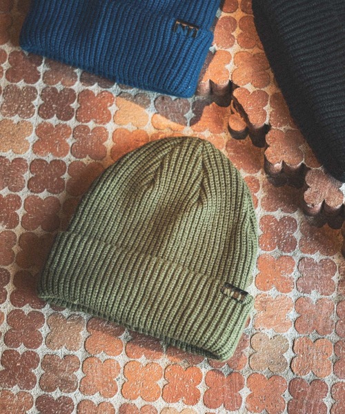 セール】フェイクレザーパッチニットワッチ（ニットキャップ/ビーニー