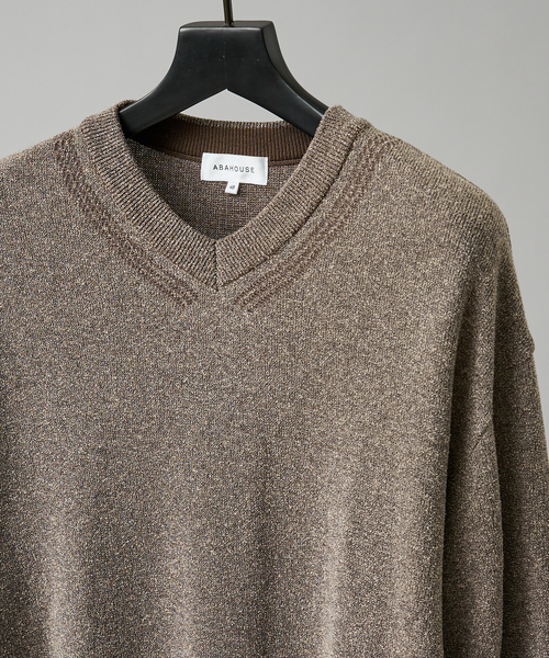 ABAHOUSE（アバハウス）の「WOOL MIX ブークレーＶネックニット（ニット/セーター・メンズ・グレイッシュベージュ/ブラック/ブルー・46/48）」の12枚目の写真