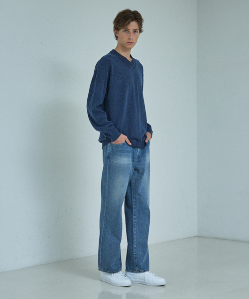 ABAHOUSE（アバハウス）の「WOOL MIX ブークレーＶネックニット（ニット/セーター・メンズ・グレイッシュベージュ/ブラック/ブルー・46/48）」の22枚目の写真