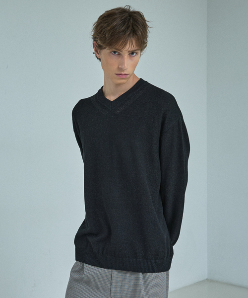 セール】WOOL MIX ブークレーVネックニット（ニット/セーター