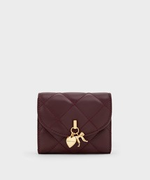 CHARLES & KEITH（チャールズ & キース）の「Arrietty アリエッティ キルトボウハートチャーム カバーフラップウォレット（財布）」