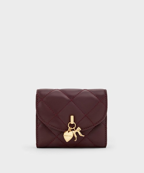 CHARLES & KEITH 三つ折り財布 アリエッティ キルティング 新品】CHARLES & KEITH 三つ折り財布 アリエッティ キルティング
