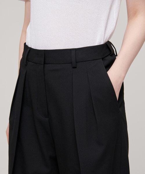 MUSINSA STANDARD WOMAN（ムシンサスタンダードウーマン）の「レディースリバースツータックワイド隠しバンディングスラックス[ブラック]（スラックス・レディース・その他・24/25/27/28/26/29）」の3枚目の写真