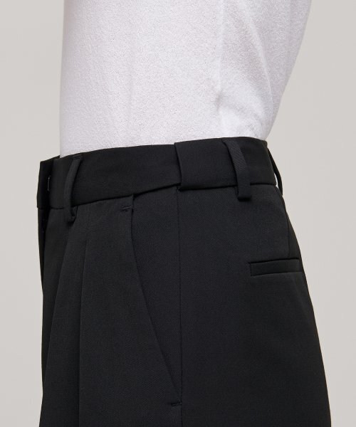 MUSINSA STANDARD WOMAN（ムシンサスタンダードウーマン）の「レディースリバースツータックワイド隠しバンディングスラックス[ブラック]（スラックス・レディース・その他・24/25/27/28/26/29）」の4枚目の写真