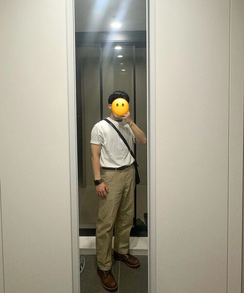 MUSINSA STANDARD（ムシンサスタンダード）の「ホワイトサテンテーパードオフィサーパンツ[ベージュ]（その他パンツ・メンズ・その他・38/42/36/26/28/40/34/33/32/31/30/29/27）」の8枚目の写真