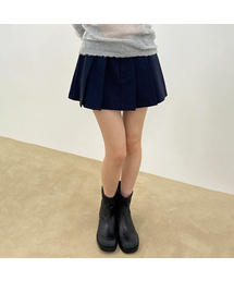 Low-Waist Pleated Mini Skirt (Navy)