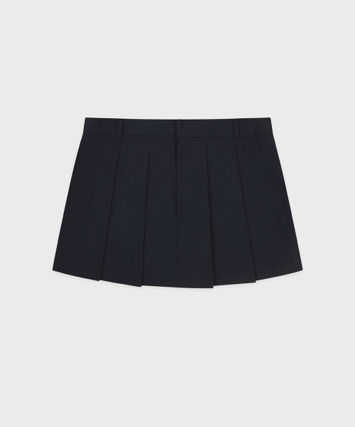 SINOON（シヌーン）の「Low-Waist Pleated Mini Skirt (Navy)（スカート・レディース・ネイビー・SMALL/MEDIUM）」の4枚目の写真