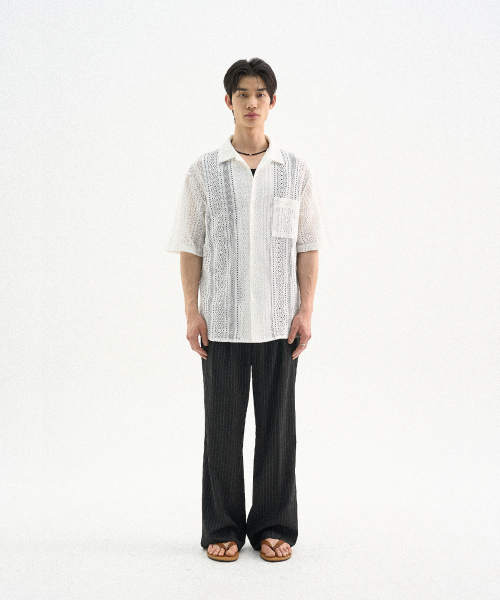 TRIP LE SENS(トリップ ル センス)の「パターンドクロシェハーフシャツ_ホワイト(シャツ/ブラウス・メンズ・その他・MEDIUM/LARGE)」の6枚目の写真