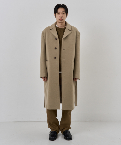 NUAKLE（ヌアクル）の「(m) ロー フェルト ウール コート_サンドベージュ（チェスターコート・メンズ・その他・1/2）」の2枚目の写真