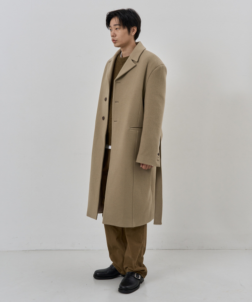 NUAKLE（ヌアクル）の「(m) ロー フェルト ウール コート_サンドベージュ（チェスターコート・メンズ・その他・1/2）」の3枚目の写真