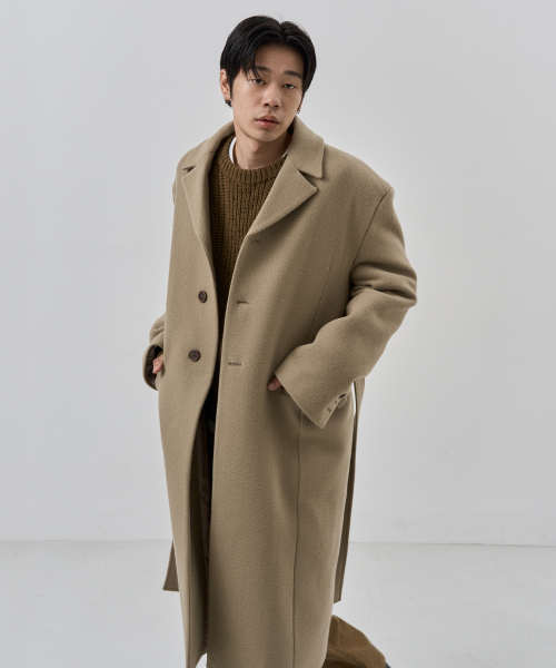 NUAKLE（ヌアクル）の「(m) ロー フェルト ウール コート_サンドベージュ（チェスターコート・メンズ・その他・1/2）」の5枚目の写真