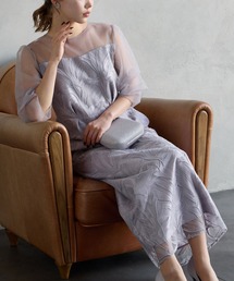 AIMER | 【WEB限定】タックスリーブリーフレースタイトパーティードレス　結婚式　お呼ばれ　ドレス　20代 30代 40代(ドレス)