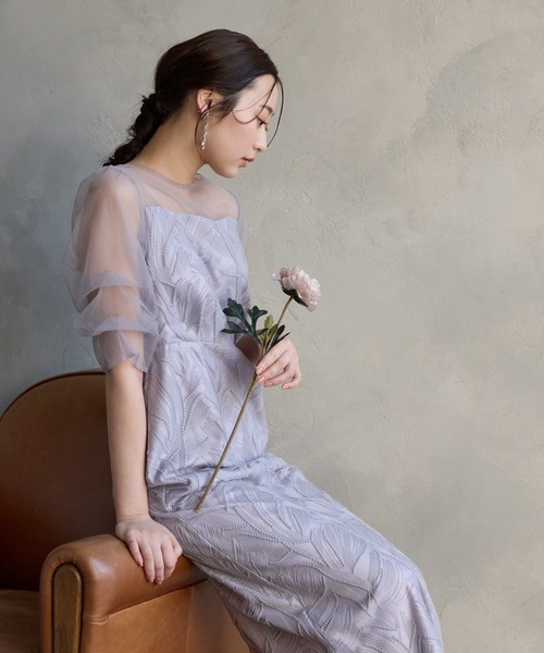 AIMER（エメ）の「【WEB限定】タックスリーブリーフレースタイトパーティードレス　結婚式　お呼ばれ　ドレス　20代 30代 40代（ドレス・レディース・グリーン/グレー/ブラック・SMALL/MEDIUM/LARGE）」の11枚目の写真