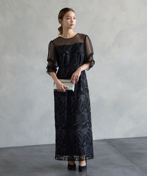 AIMER（エメ）の「【WEB限定】タックスリーブリーフレースタイトパーティードレス　結婚式　お呼ばれ　ドレス　20代 30代 40代（ドレス・レディース・グリーン/グレー/ブラック・SMALL/MEDIUM/LARGE）」の8枚目の写真