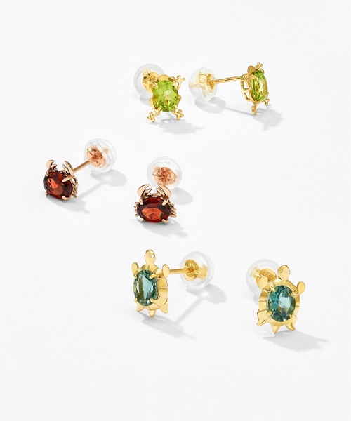 Jewel closet by L&Co.(ジュエルクローゼットバイエルアンドコー)の「K10 カラーストーン カメ ピアス(ピアス(両耳用)・レディース・イエローゴールド・FREE)」の6枚目の写真
