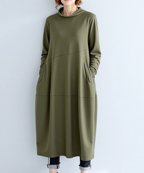 cammie(キャミー)の「セミハイネックバルーンワンピース(ワンピース・レディース・ブラック/グレー/オリーブ・M/L)」の3枚目の写真