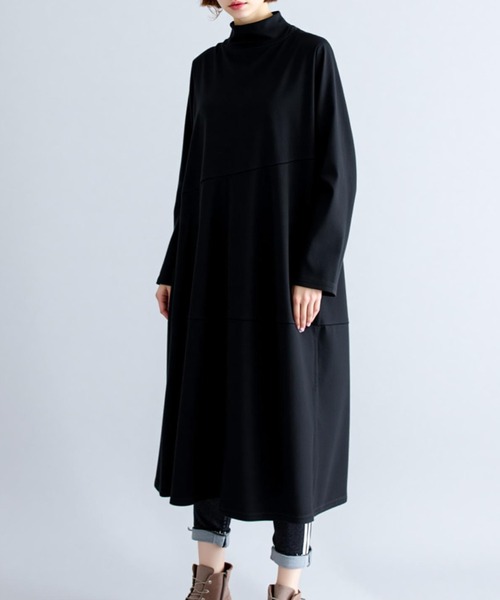 cammie(キャミー)の「セミハイネックバルーンワンピース(ワンピース・レディース・ブラック/グレー/オリーブ・M/L)」の4枚目の写真