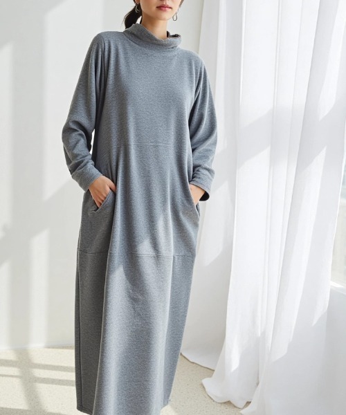 cammie(キャミー)の「セミハイネックバルーンワンピース(ワンピース・レディース・ブラック/グレー/オリーブ・M/L)」の9枚目の写真
