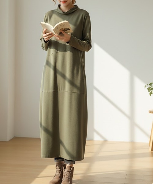 cammie(キャミー)の「セミハイネックバルーンワンピース(ワンピース・レディース・ブラック/グレー/オリーブ・M/L)」の14枚目の写真