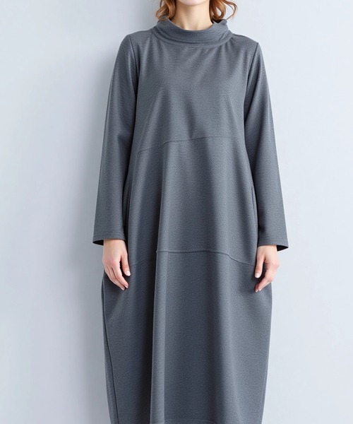 cammie(キャミー)の「セミハイネックバルーンワンピース(ワンピース・レディース・ブラック/グレー/オリーブ・M/L)」の8枚目の写真