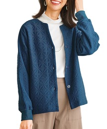 幾何柄ジャカード素材カーディガン