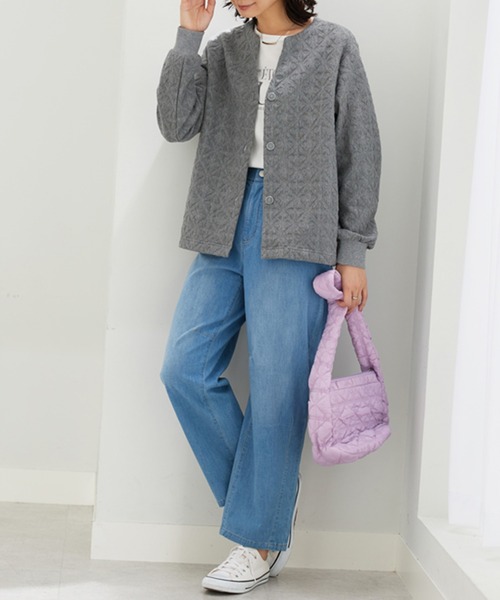 BELLUNA PLUS(ベルーナ)の「幾何柄ジャカード素材カーディガン(カーディガン/ボレロ・レディース・グレイッシュベージュ/ターコイズブルー/杢グレー・LARGE/MEDIUM/X-LARGE)」の7枚目の写真