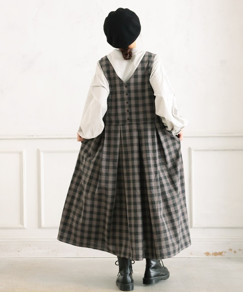 soulberry（ソウルベリー）の「モノトーンなチェックのジャンスカ（ジャンパースカート・レディース・グレー・5L/4L/3L/LL/L/M）」の9枚目の写真