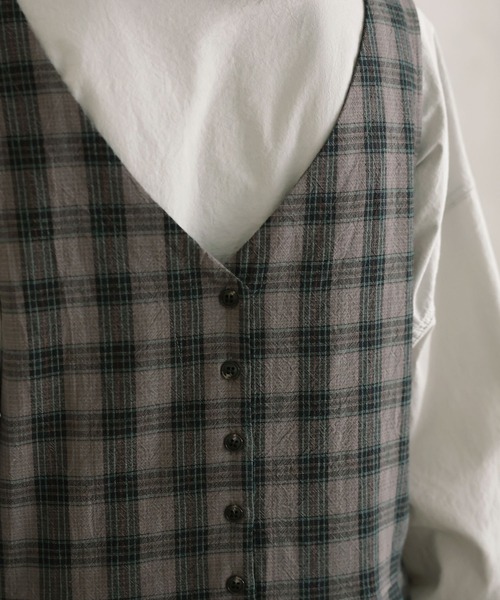 soulberry（ソウルベリー）の「モノトーンなチェックのジャンスカ（ジャンパースカート・レディース・グレー・5L/4L/3L/LL/L/M）」の12枚目の写真